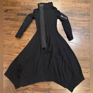 Sacai Black Long Sleeve Knit Zip Cardigan Dress